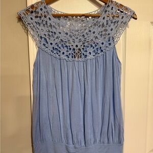 Kenar Light Blue Crochet Lace Blouse